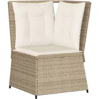 vidaXL Garten-Ecksofa mit Kissen Beige Poly Rattan