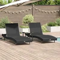 vidaXL Möbel Liegestühle 3 pcs Schwarz 40 x 40 x 40.5 cm Poly-Rattan - Gartenliegen 3381203