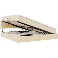 Syfax Aufbewahrungsbett mit Matratze Creme 200 x 200 cm Holzwerkstoff