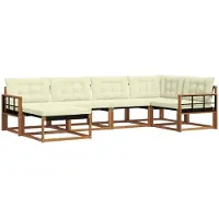 vidaXL Outdoor-Sofagarnitur 6 stk. Natur und Creme Massivholz Akazie
