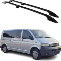 Omtec Dachreling Dachgepäckträger für VW Multivan T5 2003-2015 L2 Langer Alu Schwarz