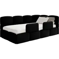 Selsey Cloudy – Kinderbett 120x200, Kopfteil rechts, Matratze & Bettkasten, Samt Schwarz