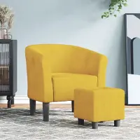 vidaXL "im " Clubsessel mit Fußhocker Gelb Samt - Fernseh- & Relaxsessel CC16351