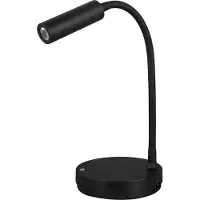 Beneito Faure LED-Stiel-Tischlampe - 5 W, warmes Licht, für Schreibtisch, Lesen und Nachttisch, kabelloses Laden, verstellbarer Kopf - schwarze Farbe