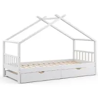 VitaliSpa Hausbett Design Weiß 90x200 cm mit Gästebett, Model 35962