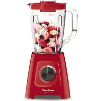 Moulinex LM420510, Tischplatten-Mixer, 2 l, Pulsfunktion, Eis-Crusher, 550 W, Rot, Transparent
