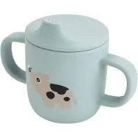 Done by Deer - Silikon-Schnabelbecher mit 2 Griffen - Blau - Ø6,5 x H 9 cm