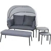 Siena Garden Gartenmöbelset Bali 2 -Sitzer grau 4 tlg. aus Aluminium und Polyrattan, Klappfunktion für platzsparende Lag