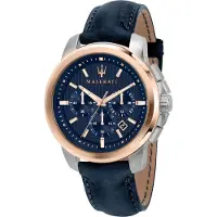 Maserati Herren Uhr SUCCESSO Chronograph Leder Armband blau UMAR8871621015
