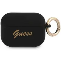 GUESS Guapssk Airpods Pro Hülle Schwarz/Schwarz Silikon Vintage Script