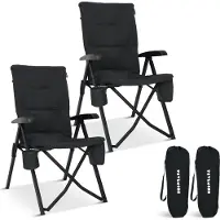 TRVLMORE Campingstühle Luxus - klappbar - 2er-Pack - 150KG Tragkraft - Inkl. Tragetasche - Klappstuhl - Campingstuhl - Klappstuhl - Schwarz
