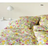 Elegante Mako-Satin Bettwäsche Tulpen - 155x220 cm + 40x80 cmblau
