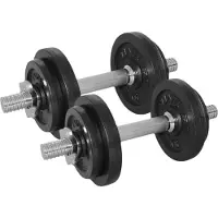 Tunturi Hanteln Gusseisen 20kg - Hantelset mit Schraubverschluss - Kurzhantelset - 2 Hantelstangen - 30mm - inkl. e Fitness-App