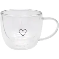 Eulenschnitt doppelwandige Tasse Herz Glas weiß Inhalt 250 ml 13.5x9.7x7.8 cm