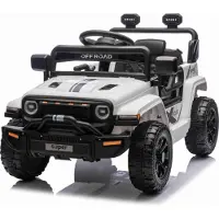 Beneo Elektroauto für Kinder OFFROAD NEW mit Hinterradantrieb, weiß, Lithium-Batterie, hohes Fahrgestell, breiter Sitz, Hinterradfederung, 2,4-GHz-Fernbedienung, LED-Leuchten