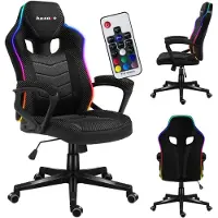 Huzaro Force 2.5 | RGB LED Beleuchtung Gaming Stuhl Computerstuhl PC Chair | Höhenverstellbar Wippfunktion Stoff | bis 130 kg belastbar | Schwarz