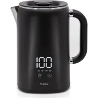 Briebe KT1175BLK, 1,7 l, 1500 W, Schwarz, Edelstahl, Regelbare Temperatur, Wasserstandsanzeige