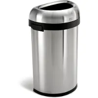 Simplehuman 60 Liter halbrunder offener Abfalleimer, gebürsteter Edelstahl - 7,8x7,8x48,3 cm; CW1468