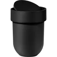 Umbra Bath Touch Mülleimer mit Deckel, Abfalleimer, Müllsammler, Papierkorb, Soft Touch Kunststoff, Schwarz, 023269040
