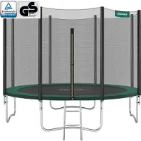 Songmics Trampolin Ø 366 cm schwarz-grün STR12GNV1