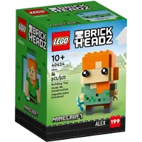 LEGO BrickHeadz Minecraft Alex Baufigur 40624, 8 cm, mit Diamant-Spitzhacke und Grundplatte