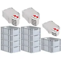 Proregal 10x Eurobox NextGen Grip mit Scharnierdeckel & roten Verschlüssen | HxBxT 22x40x60cm | 44 Liter | Griffe offen | Verstärkter Boden