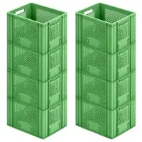 Proregal SuperSparSet 8 x Eurobehälter Obst- und Gemüsekasten HxBxT 27,2 x 30 x 40 cm 26 Liter Grün Obst-Gemüsekiste Obstkorb Transportbox