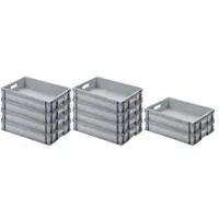 Proregal SparSet 10x Eurobehälter mit Offenem Griff HxBxT 12 x 40 x 60 cm 21 Liter Grau Eurobox Transportbox