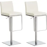 CLP 2er Set Barhocker Panama Kunstlederbezug drehbar höhenverstellbar bis 240 kg | Farbe creme Gestell Farbe edelstahl