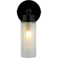 Searchlight Schwarze Wandleuchte Imperial mit geripptem Glas