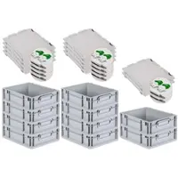 Proregal SuperSparSet 10x Eurobox NextGen Grip mit Scharnierdeckel und Grünen Schiebeschnappverschlüssen HxBxT 12 x 30 x 40 cm 11 Liter