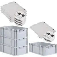 Proregal SuperSparSet 4x Eurobox NextGen Grip mit Scharnierdeckel und Schwarzen Schiebeschnappverschlüssen HxBxT 22 x 40 x 60 cm 44 Liter