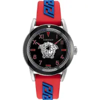 Versace VE2V00622 V-Palazzo silber schwarz rot blau Kautschuk Herren Uhr NEU