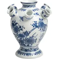 &k amsterdam &klevering - Tulip Vase Cascade, blau / weiß