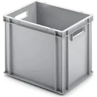 Proregal Eurobehälter mit offenem Griff | HxBxT 32x30x40cm | 29 Liter | Grau | Eurobox, Transportbox, Transportbehälter, Stapelbehälter