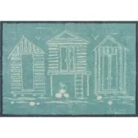 Turtle Mat Fußmatte "Beach Huts Blue", blau, B:60cm H:9mm L:85cm, Obermaterial: 85% Baumwolle, 15% Viskose, Teppiche, Fußmatte