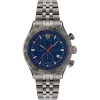 Versace VE2U00722 Hellenyium Chrono blau grau Edelstahl Herren Uhr NEU