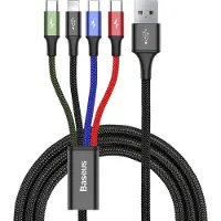 Baseus KB2L435A12BK, Schwarz, Blau, Grün, Rot, USB A, 2 x Lightning + micro-USB B + USB C, 1,2 m, Männlich, Männlich