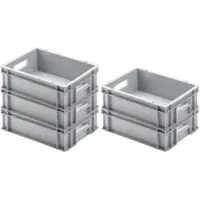 Proregal SparSet 5x Eurobehälter mit Offenem Griff HxBxT 12 x 30 x 40 cm 11 Liter Grau Eurobox Transportbox