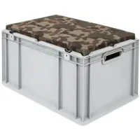 Proregal Eurobox NextGen Seat Box Camouflage HxBxT 36,5 x 40 x 60 cm 65 Liter Griffe Offen Eurobehälter Sitzbox Transportbox