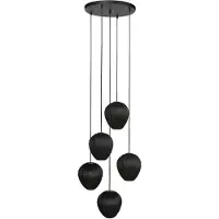 Mexlite 5-flammige Pendelleuchte HaloSwap runde schwarze und schwarze Kappen