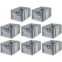 Proregal SuperSparSet 8x Eurobox NextGen Insight Cover HxBxT 22 x 30 x 40 20 Liter Niedrig/Blau Eurobehälter Transportbox