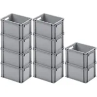 Proregal SparSet 10 x Eurobehälter Mit Offenem Griff HxBxT 23,5 x 30 x 40 cm 22 Liter Grau Eurobox Transportbox Transportbehälter Stapelbehälter