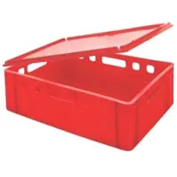 Proregal Eurobehälter Fleischerkasten E2 mit Auflagedeckel | HxBxT 20x40x60cm | 41 Liter | Rot | Fleischerkiste, Fleischkiste, Metzgerkiste