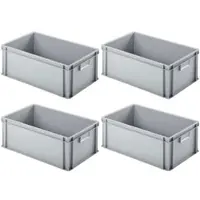 Proregal SuperSparSet 4x Eurobehälter mit Geschlossenem Griff HxBxT 22 x 40 x 60 cm 38 Liter Grau Eurobox Transportbox