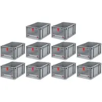 Proregal SparSet 10x Eurobox NextGen Insight Cover HxBxT 22 x 30 x 40 20 Liter Hoch/Rot Eurobehälter Transportbox