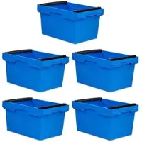 Proregal SparSet 5x Conical Mehrweg-Stapelbehälter mit Stapelbügel Blau HxBxT 32,3 x 40 x 60 cm 58 Liter Lagerbox Eurobox Transportbox