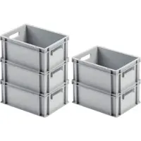 Proregal 5x Eurobehälter mit offenem Griff | HxBxT 17,5x30x40cm | 16 Liter | Grau | Eurobox, Transportbox, Transportbehälter, Stapelbehälter