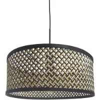 Steinhauer Pendelleuchte Sparkled Light 1-flammig Schwarz Matt/ Holz Schwarz 50x50cm