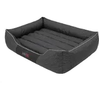TexCorp Hundebett Haustierbett Liegen Hundekissen Kissen Schlafplatz, Hundesofa XL 85 x 65cm, Schwarz ökoleinen